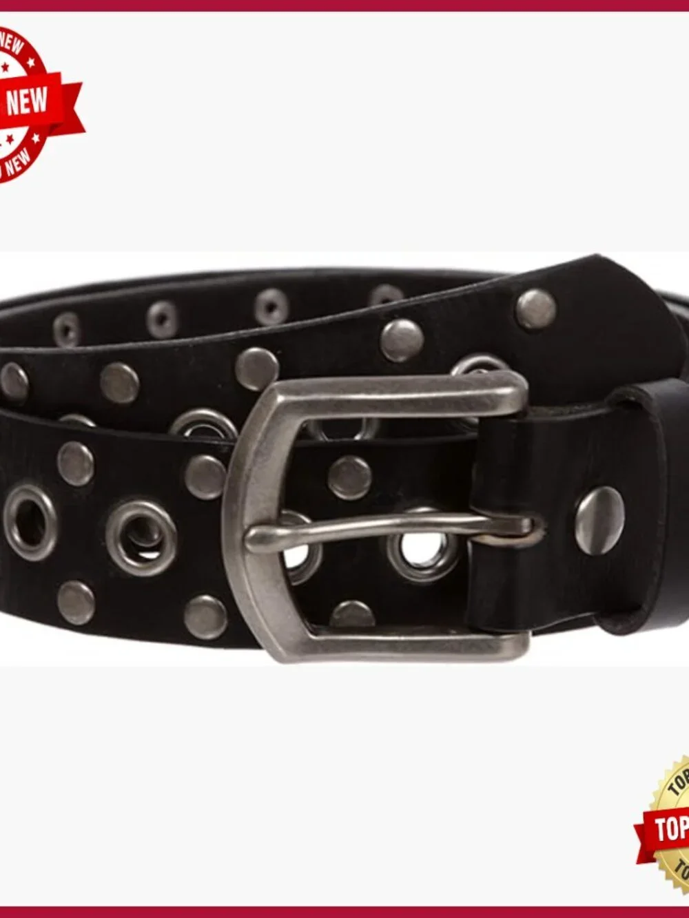 Casual Riveted Studded Leather Belt - 1.5